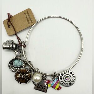 Cheekys Silver-Tone Expandable Charm Bangle Bracelet